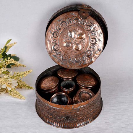 Beautiful Indian Brass Paan Daan in Antique Finish