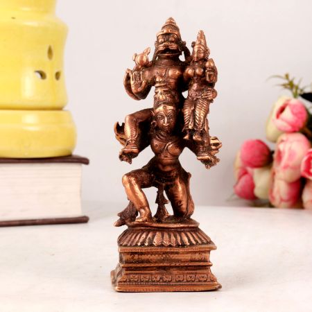 Handmade Copper Statue of Narasimha, Lakshmi and Garuda