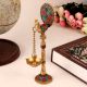 Golden Brass Oil Lamp with Colorful Stones