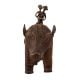 Handmade Brass Pig Statue with Two Riders