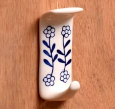 Handcrafted White Ceramic Adhesive Hook