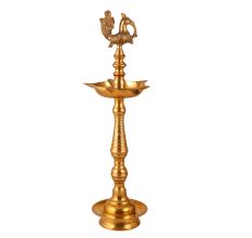 Peacock Brass Oil Lamp for Home & Temple Decor