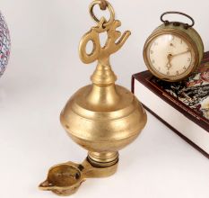 Hanging Om Oil Lamp Made of Premium Brass