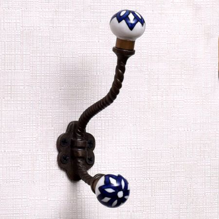 Navy Blue Ceramic Iron Coat Hooks