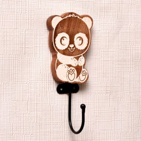 Brown Wooden Panda Wall Hooks