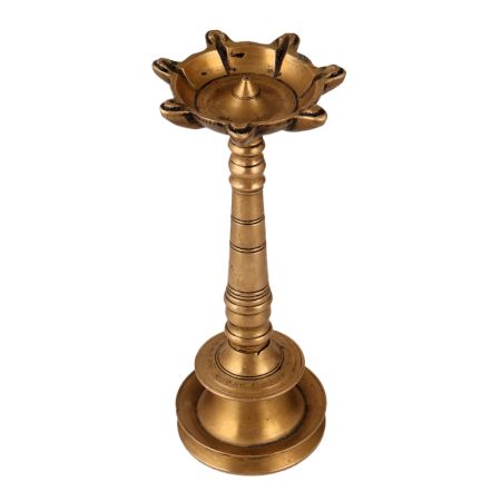Traditionally Crafted Brass Oil Lamp with 7 Jyots