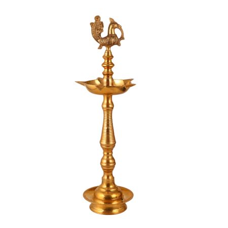 Peacock Brass Oil Lamp for Home & Temple Decor