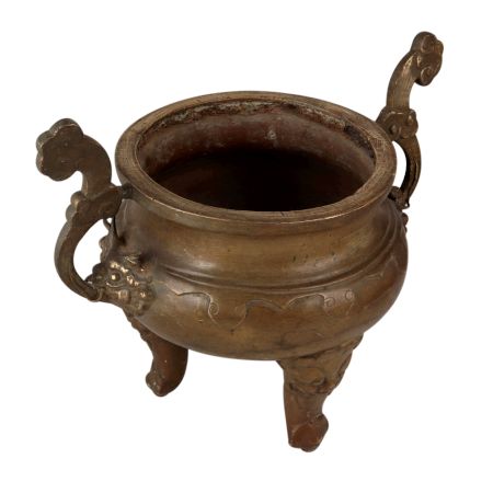 Handmade Brass Pot with Lion Head Handles