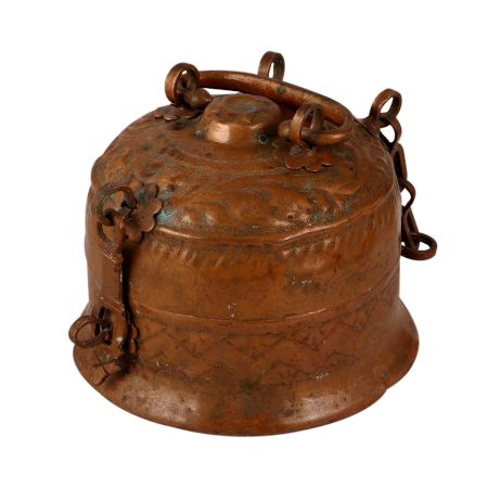 Round Brown Jewelry Box Made of Copper
