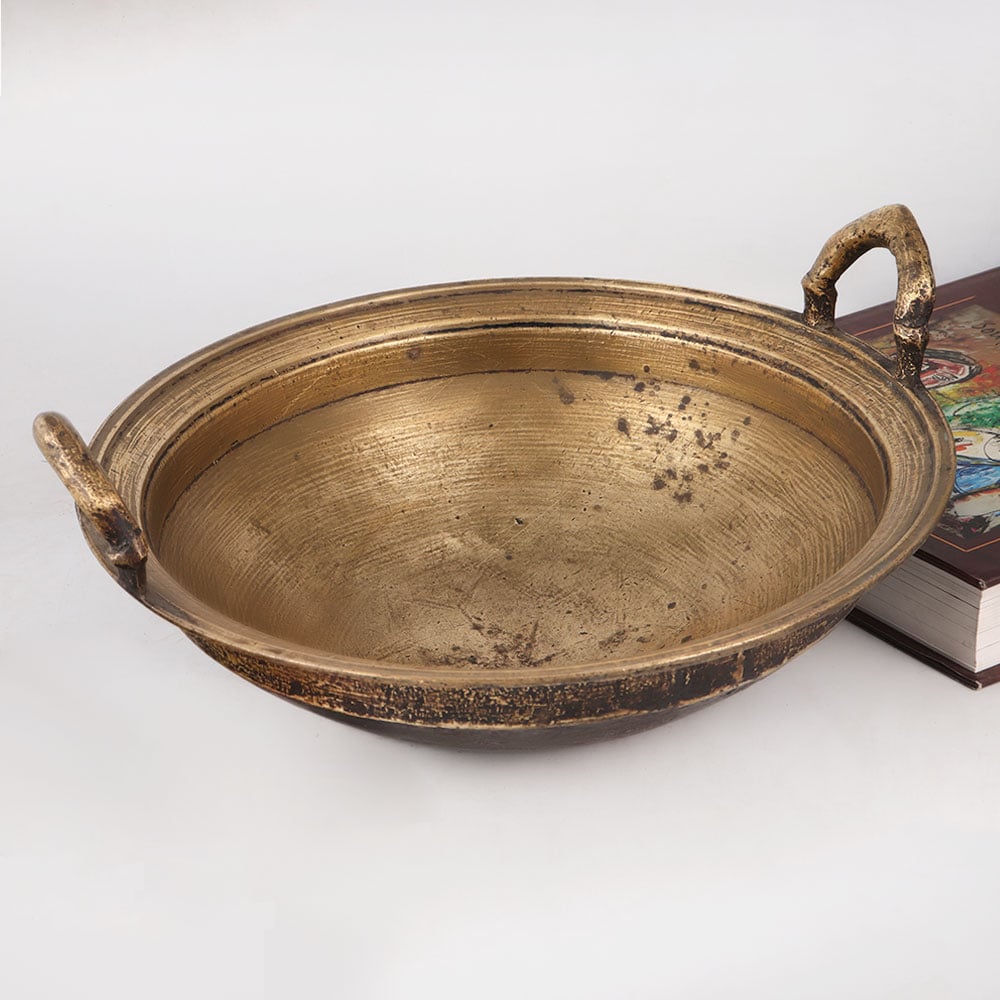 Vintage Brass Cooking Pot or Kadai for Decoration