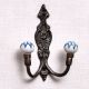 Turquoise Floral Ceramic Iron Towel Hooks