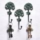 3 Wall Hooks- Antique Green Brass Tree Hooks for Hanging- Boho Brass Wall Hooks-Shabby Chic- Key Hooks Holder- Coat Rack Wall Mount- Gold Wall Hooks- Vintage Wall Hooks- Coat Hooks- Hooks for Hanging Coats- Gold Hooks