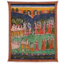 Multi-Coloured Lord Krishna Teasing Gopis Pichwai Painting