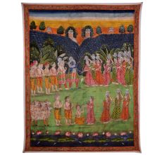 Beautiful Pichwai Painting of Krishna Teasing Gopis for Decoration
