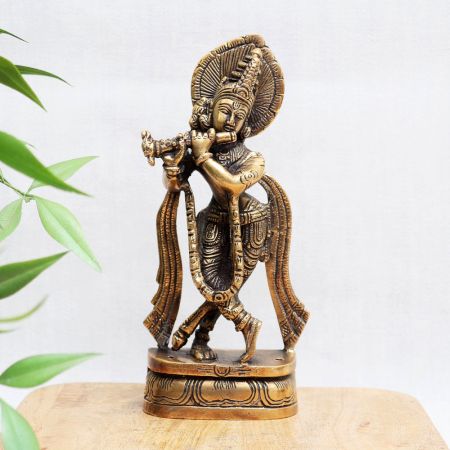 Premium Bronze Lord Krishna Murti for Home Temple