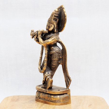 Premium Bronze Lord Krishna Murti for Home Temple