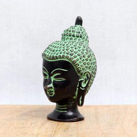 Bronze Buddha Head Statue in Antique Finish