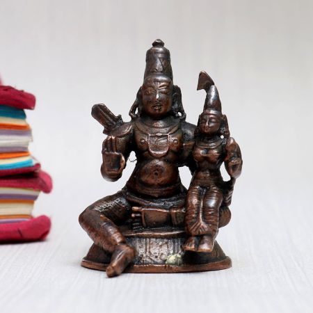 Vintage Copper Hindu God Narayan and Lakshmi Statue