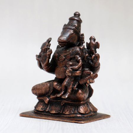 Handcrafted Lord Hayagriva & Goddess Lakshmi Copper Statue