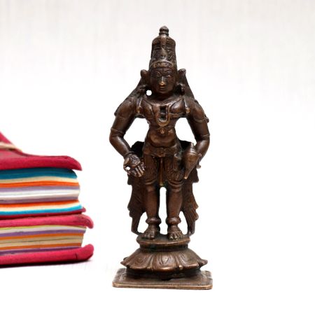 Hindu God Lord Vishnu Copper Statue for Worship