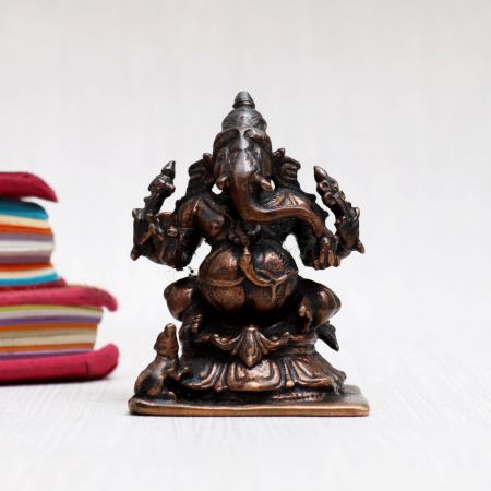 Hindu God Copper Statue of Lord Ganesha for Home Decor