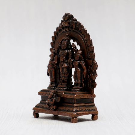 Handmade Lord Perumal with Sridevi & Bhudevi Copper Statue
