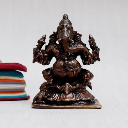 Premium Copper Statue of Lord Ganesha in Antique Finish