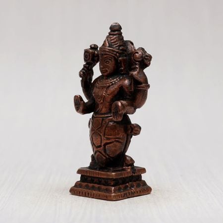 Copper Statue of Lord Vishnu in Matsya Avatar for Decor