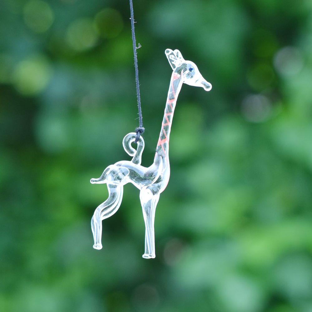 Animal Figurines Clear Glass Christmas Ornaments For Kids Set of 9 Pcs