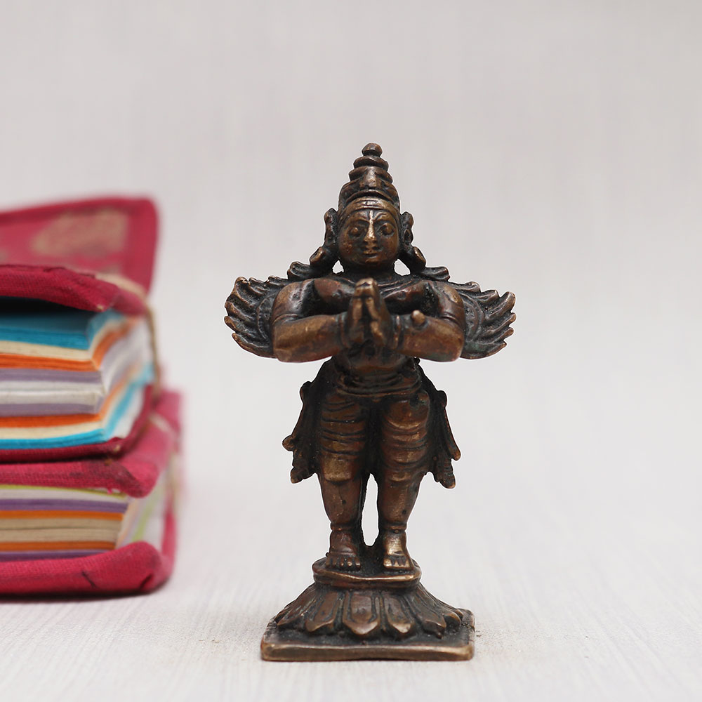 Vintage Copper Statue of Lord Garuda for Home Decor