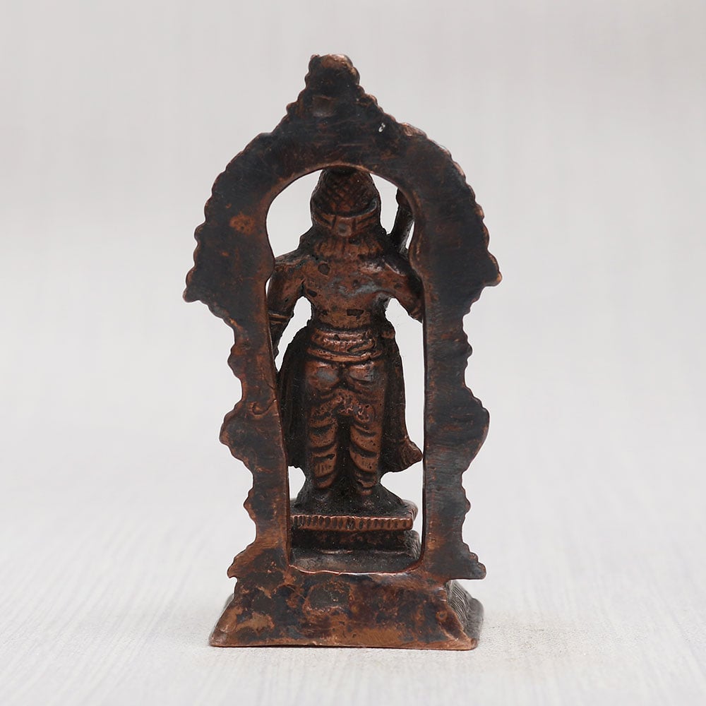 Vintage Copper Lord Balram Statue with Prabhavali for Decor