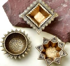 Classical Golden Brass Diwali Diya For Mandir Decoration Pack of 3