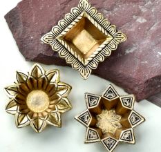 Golden Brass Oil Lamp For Inaugration Decorative Diwali Festival Diya Pack of 3