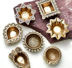 Golden Brass Decorative Diwali Diya For Mandir Decoration Pack of 7 Diyas