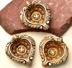 Brass Heart Shaped Oil Lamp Diya Pack of 3