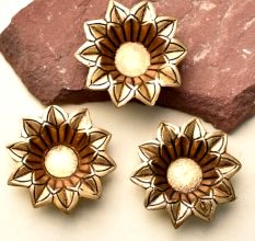 Brass Open Flower Shape Diwali Diya For Decoration Pack of 3