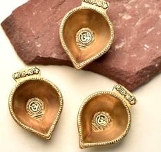 Shubh Labh Om Brass Diwali Diya Pack of 3