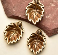 Brass Ganpati And Leaf Shape Diwali Diya Pack of 3 Diyas