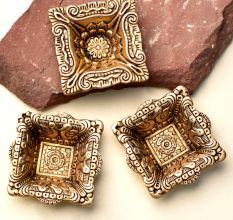  Brass Bird Puja Wick Diwali Deepam Diya Pack of 3 Diyas