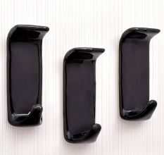 Handmade Elegant Black Adhesive Wall Hooks - Pack of 3