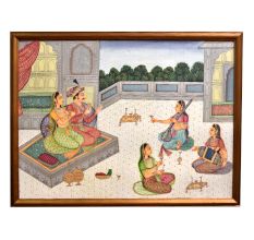 Mughal King & Queen Enjoying Music Canvas Painting