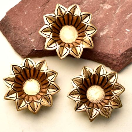 Brass Open Flower Shape Diwali Diya For Decoration Pack of 3