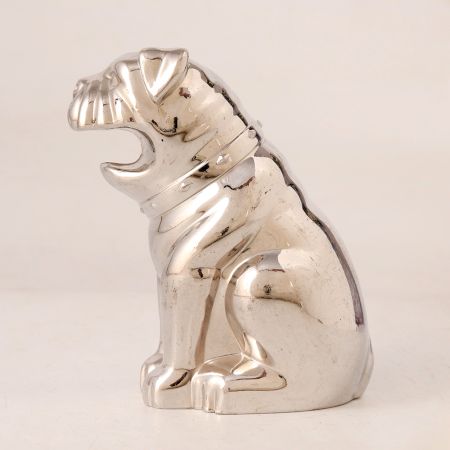 Handmade Small Metal Dog in Silver Shiny Finish