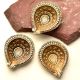 Brass Flower Engraved Oil Lamp Diwali Diya Gift Pack of 3