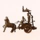 Vintage Lord Krishna & Arjun in Horse Brass Chariot