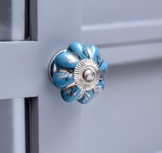 Light Blue Golden Leaf Big Melon Knob
