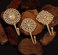 Golden Wall Brass Decorative Hook - Pack of 3