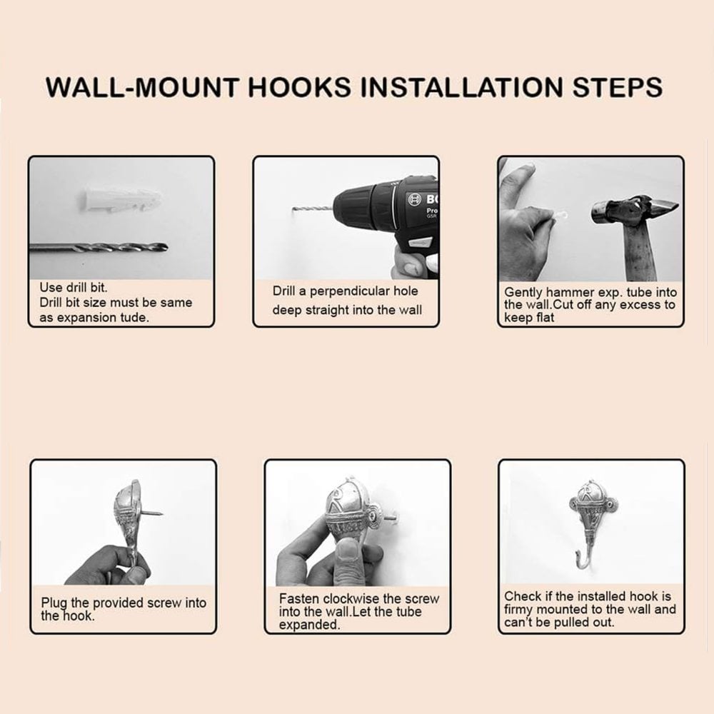 White Etched Ceramic Floral Iron Hooks-EHG-93