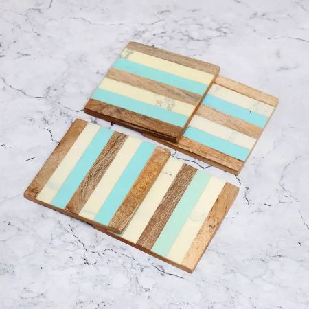 Indian-Shelf Coasters for Cups Set of 4 | Bar Kit | Wooden Coasters | Coasters for Cups | Coster Set Tea |Coaster Set for Dining Table | Coaster | Dinner Table Accessories | India Gift