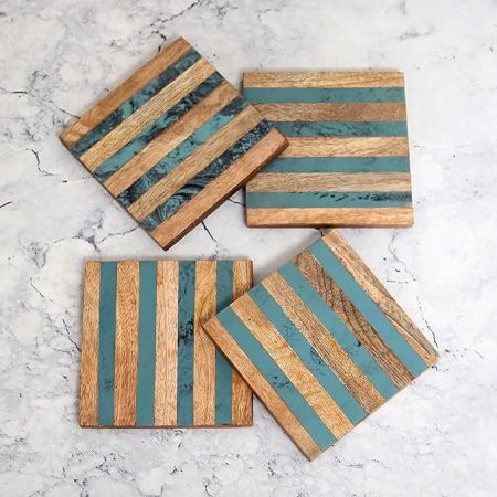 Indian-Shelf Tea Coaster Set of 4| Wood Coaster Set| Cup Holder for Table| Coster Set Tea |Coaster Set for Dining Table| Coaster Sets| Dining Table Decor Items| Bar Accessories Set
